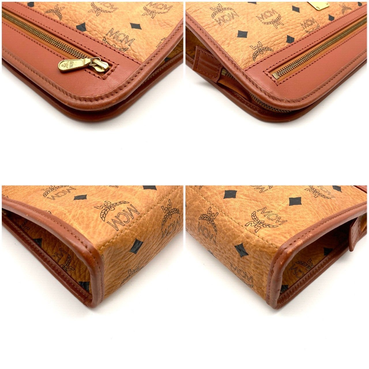 ★BN2150●MCM ロゴグラム ブラウン バッグ セカンドバッグ エムシーエム ロゴグラム ブラウン セカンドバッグ クラッチ