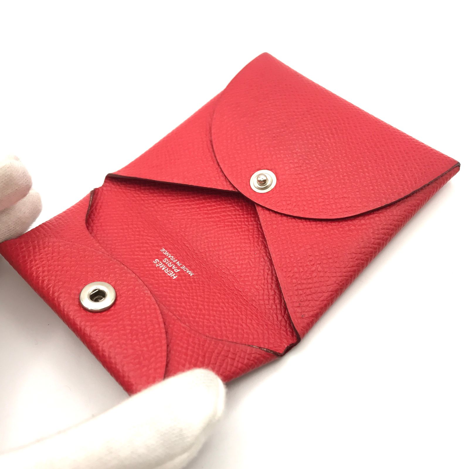 HERMES エルメス バスティア エブリン レッド シカク R 刻印 コイン