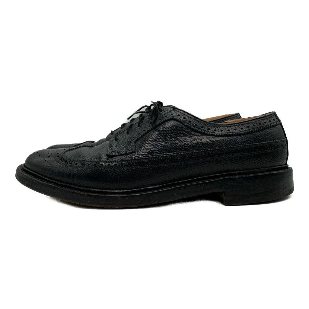 70年代 FLORSHEIM インペリアルケンムーア ロングウィングチップ レザーシューズ ブラック (メンズ 9 1/2 D) 中古 古着 KA1624 70年代 FLORSHEIM インペリアルケンムーア ロングウィングチップ