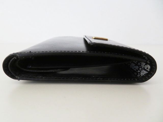 T12 Christian Dior クリスチャンディオール ロゴプレート インナー トロッター柄 レザー 3つ折り財布 ブラック