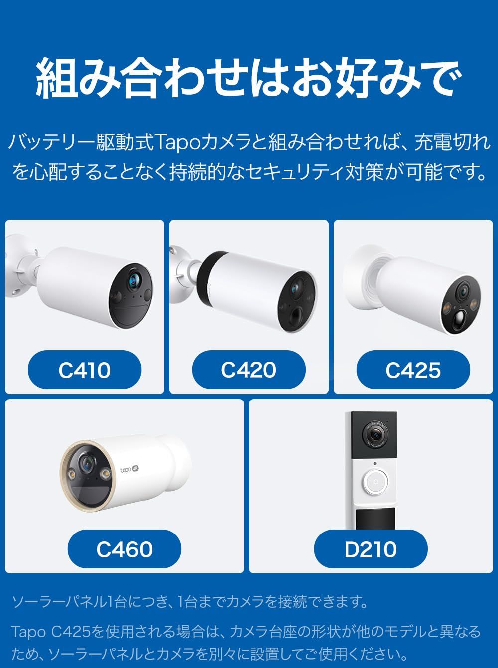 TP-Link Tapo フルワイヤレス ネットワークカメラ専用 ソーラーパネル