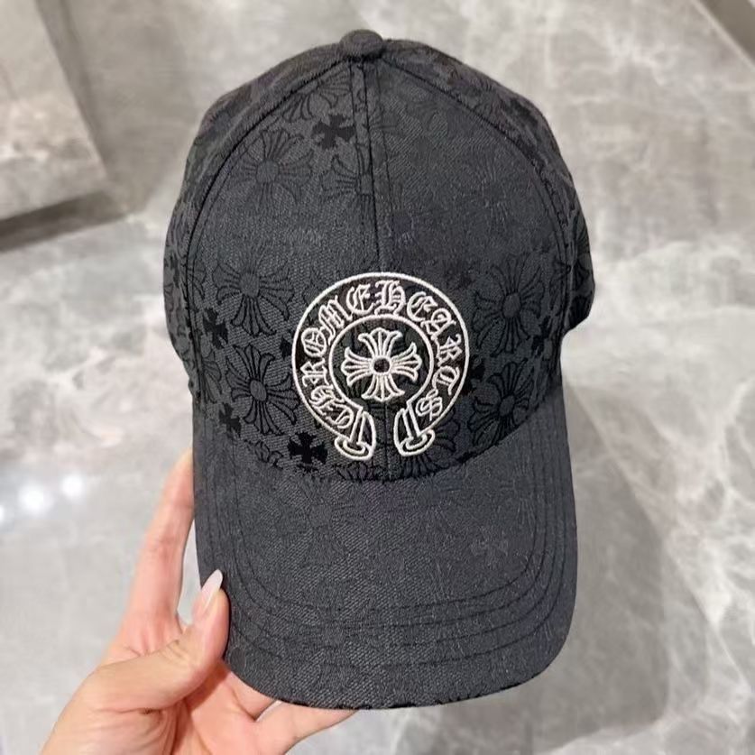 Chrome Hearts ブラックキャップ フラワーパターン Chrome Hearts ブラック フラワーパターンキャップ
