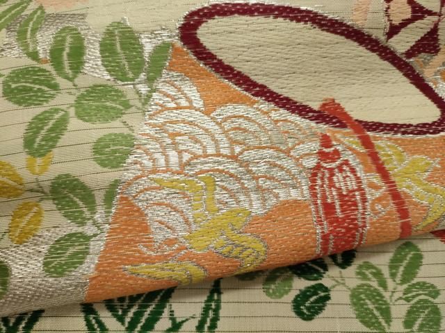 【着物と帯 時流】F25288◆正絹 アンティーク丸帯◆大正ロマン 膨れ織 美品 着物と帯 時流】F25288◇正絹 アンティーク丸帯◇大正ロマン