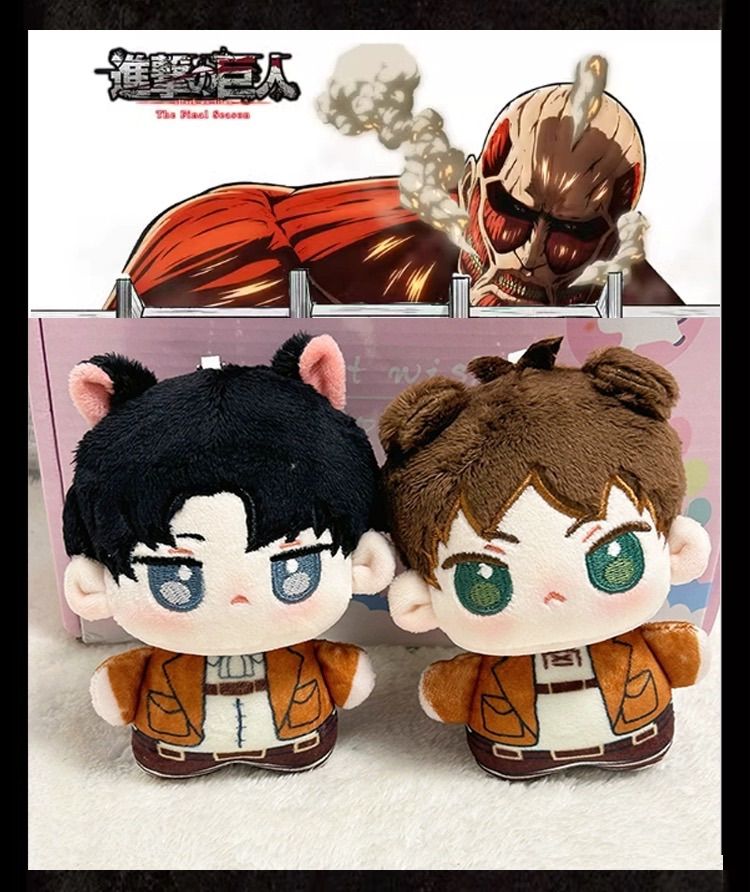 ☆進撃の巨人 リヴァイ・エレン 12cm ミニぬいぐるみ ストラップ