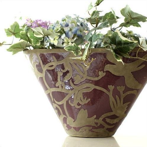 花瓶 花びん おしゃれ 陶器 口が広い フラワーベース 花器 陶器のベース オーキッドバード