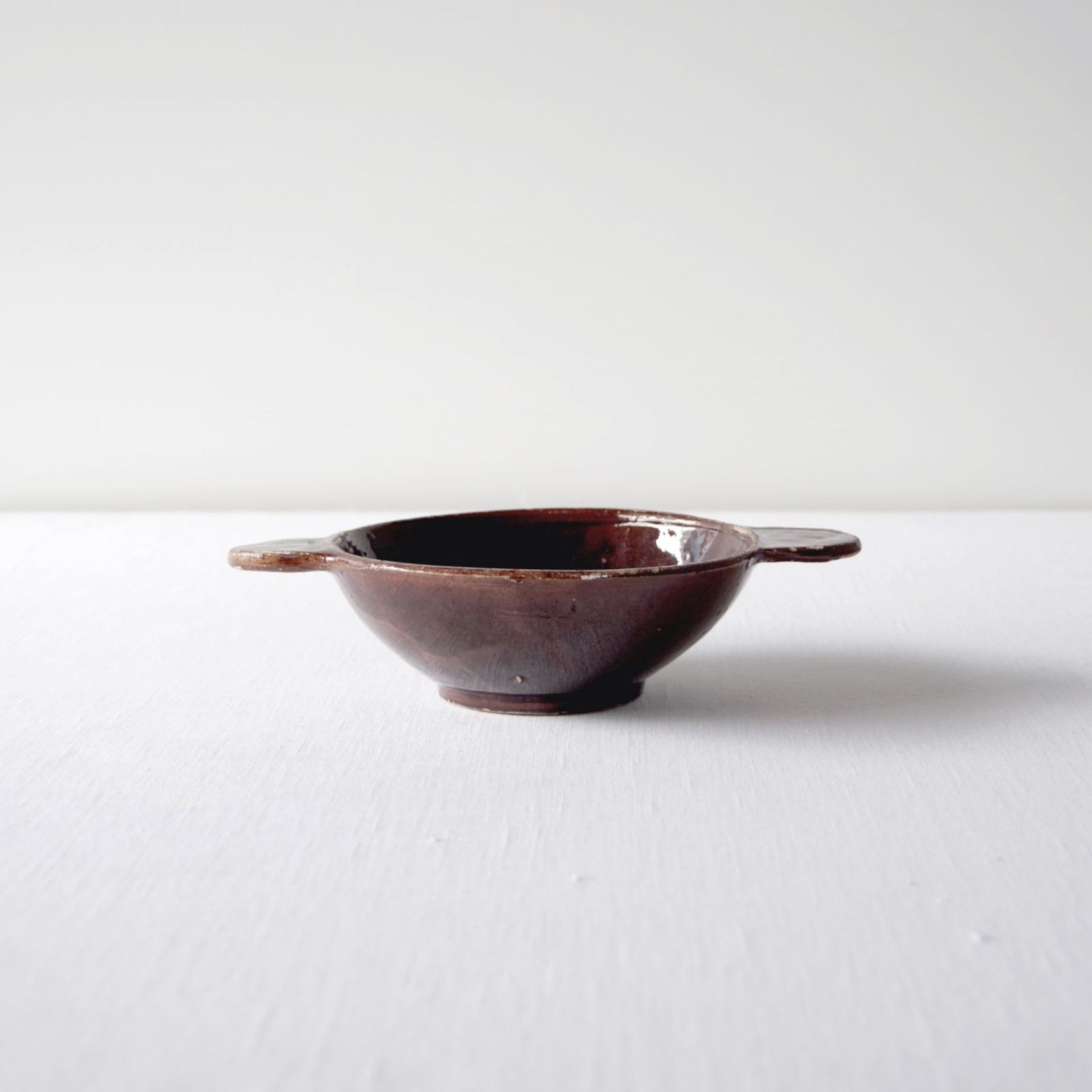 【カオリ様専用】フランスのゆらゆらと美しい茶釉の耳付きのボウル FRANCE／BOWL SF129