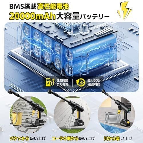 マキタバッテリー互換 コードレス 高圧洗浄機 20000mAh 充電式 高圧洗浄機 コードレス 充電式 20000mAh マキタ互換バッテリー