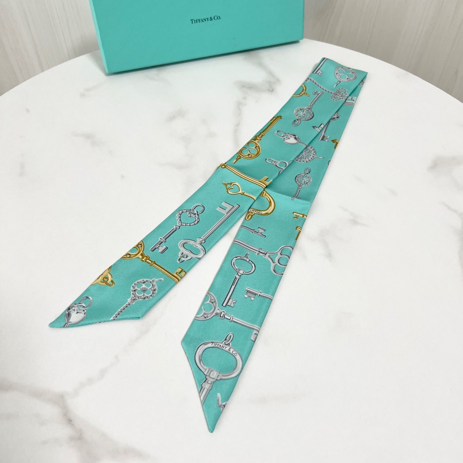 ティファニー TIFFANY & Co ツイリー スカーフ 鍵柄 シルク100