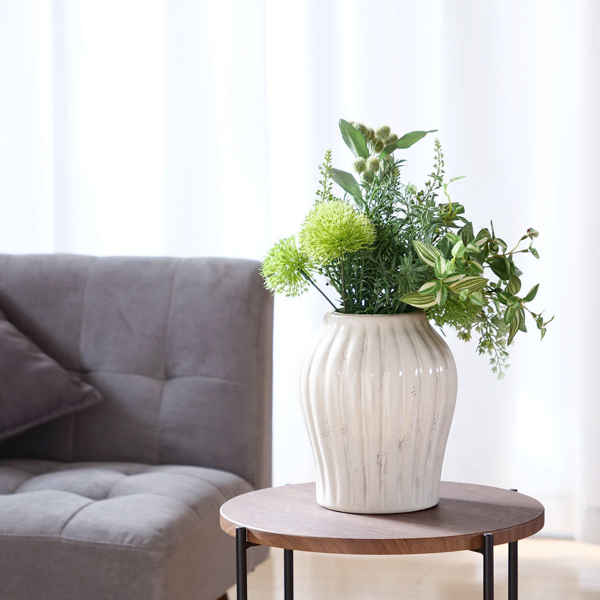 花瓶 セラミックベース 直径16.5×高さ20cm （ フラワーベース 花びん 花器 花生け ベース セラミック 陶磁器 壺 花 花入れ 生花 花束 切花 ドライフラワー グリーン 壺型 インテリア おしゃれ 