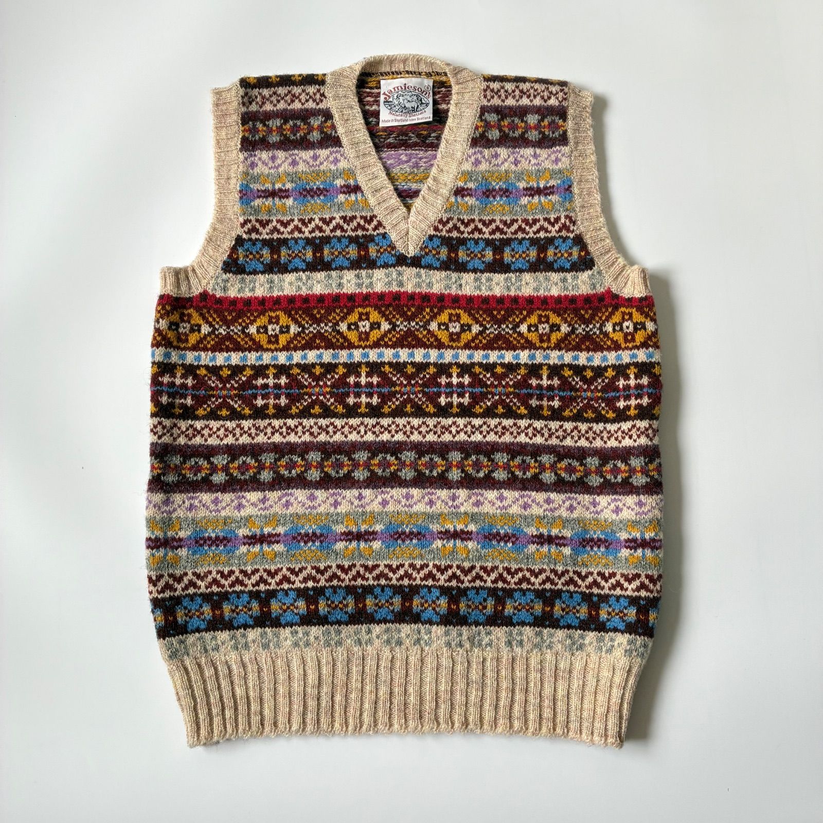 良品】 JAMIESONS / フェアアイル 総柄 ニットベスト - メルカリ