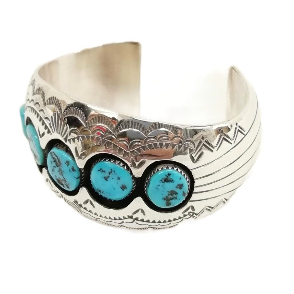 ナバホ族 NAVAJO P.BENALLY パメラ ベナリー ターコイズ バングル ブレスレット Sterling silver シルバー