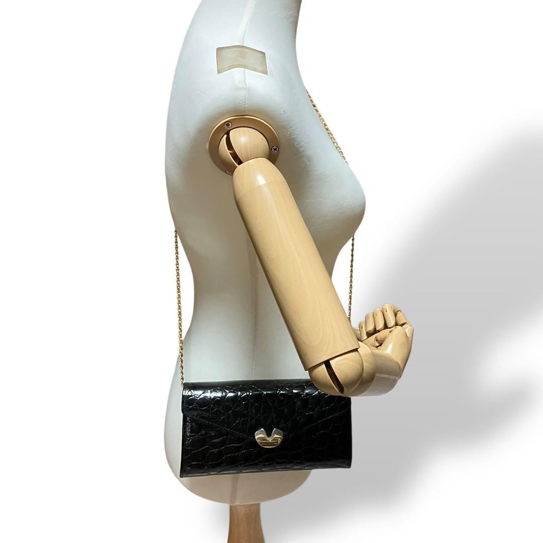 良品 2131 クロコダイル ショルダーバッグ チェーンショルダー  