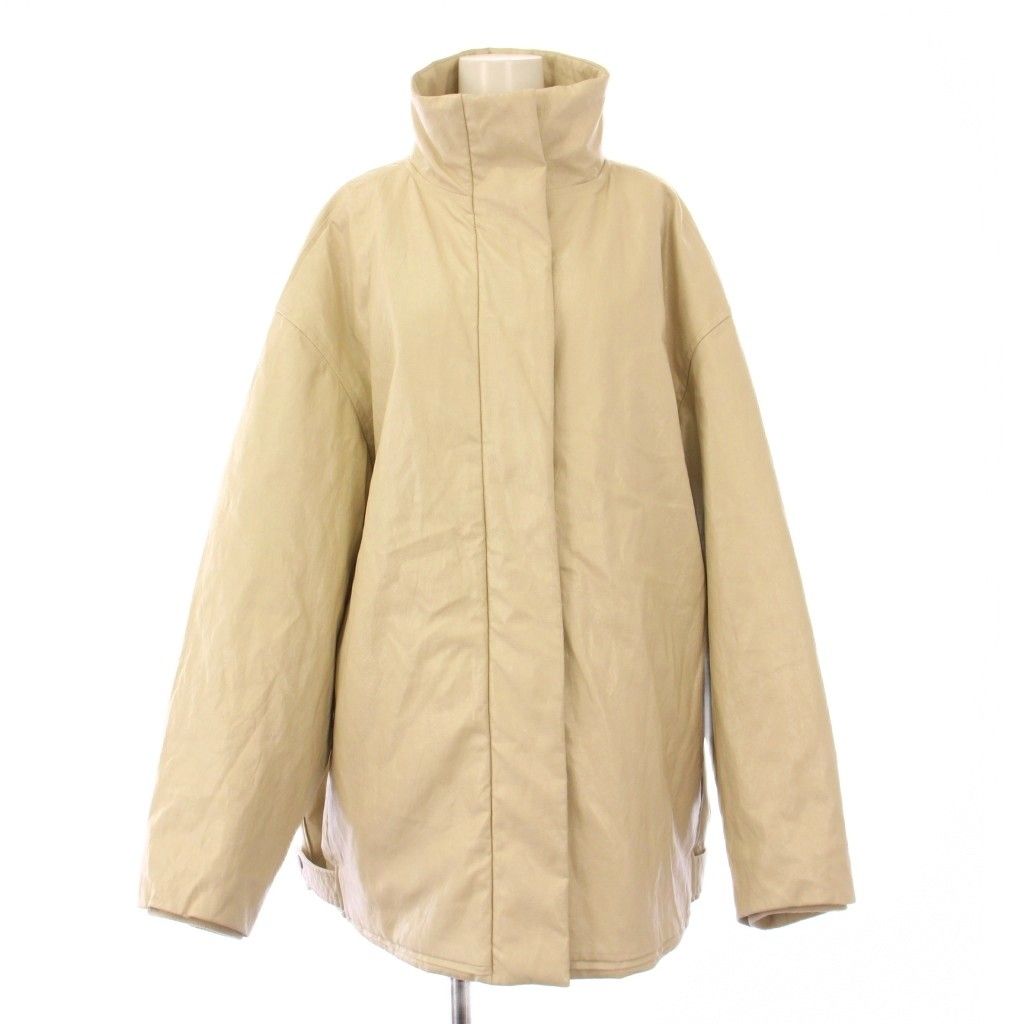 アメリヴィンテージ Ameri VINTAGE 23AW PASTING LIKE SYNTHETIC LEATHER JACKET ペイスティングライクフェイクレザージャケット スタンドカラー アウター ミドル丈 M ベージュ 01320690400