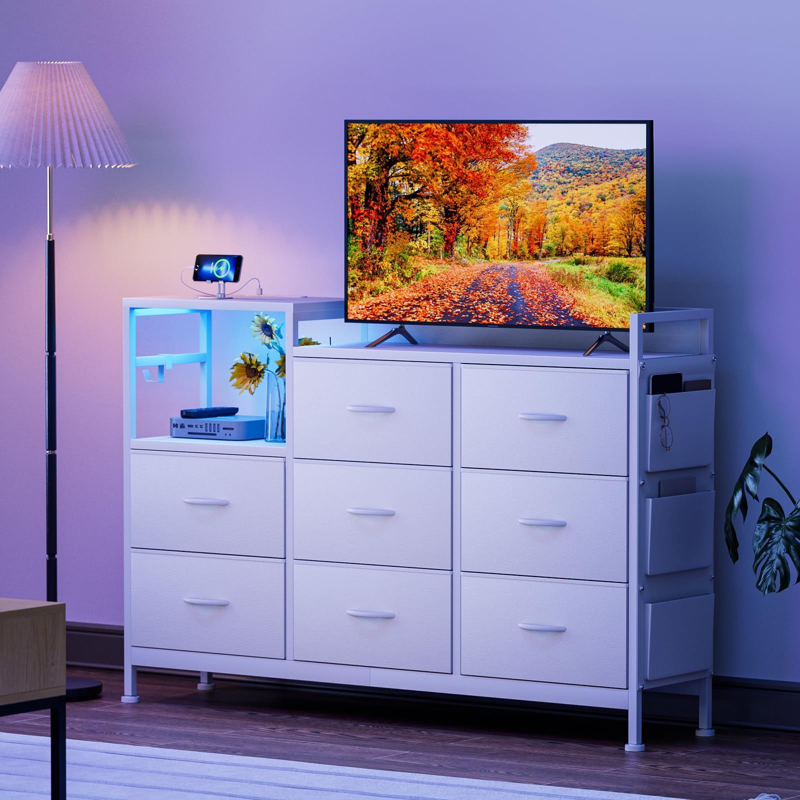 ワイドチェストLEDライト付きおしゃれ