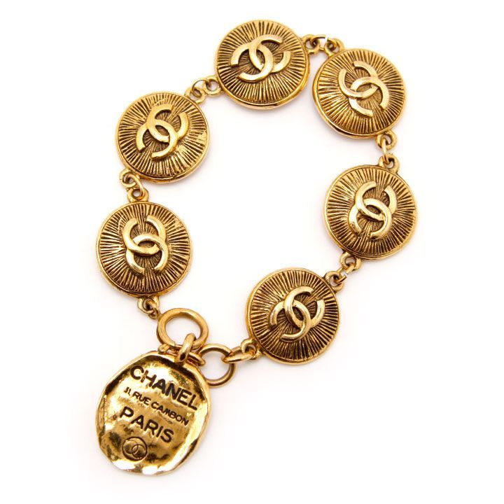 【中古良品】シャネル ブレスレット ココマーク カンボンプレート 31 RUE CAMBON CHANEL GP ゴールド アクセサリー フランス製  ブランド小物 ヴィンテージ