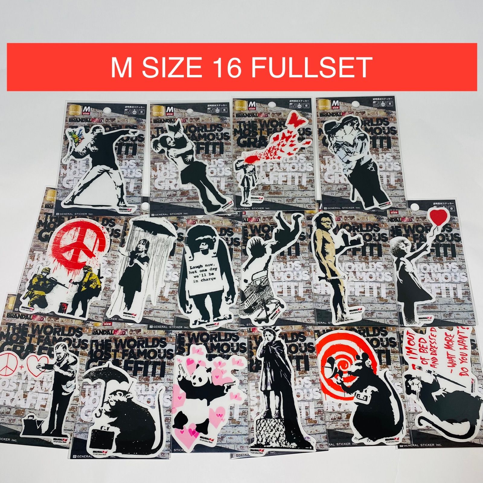 BNK-16set M バンクシー ステッカー M 透明 全16種セット BNK-16set M バンクシー ステッカー M 透明 全16種セット - メルカリ