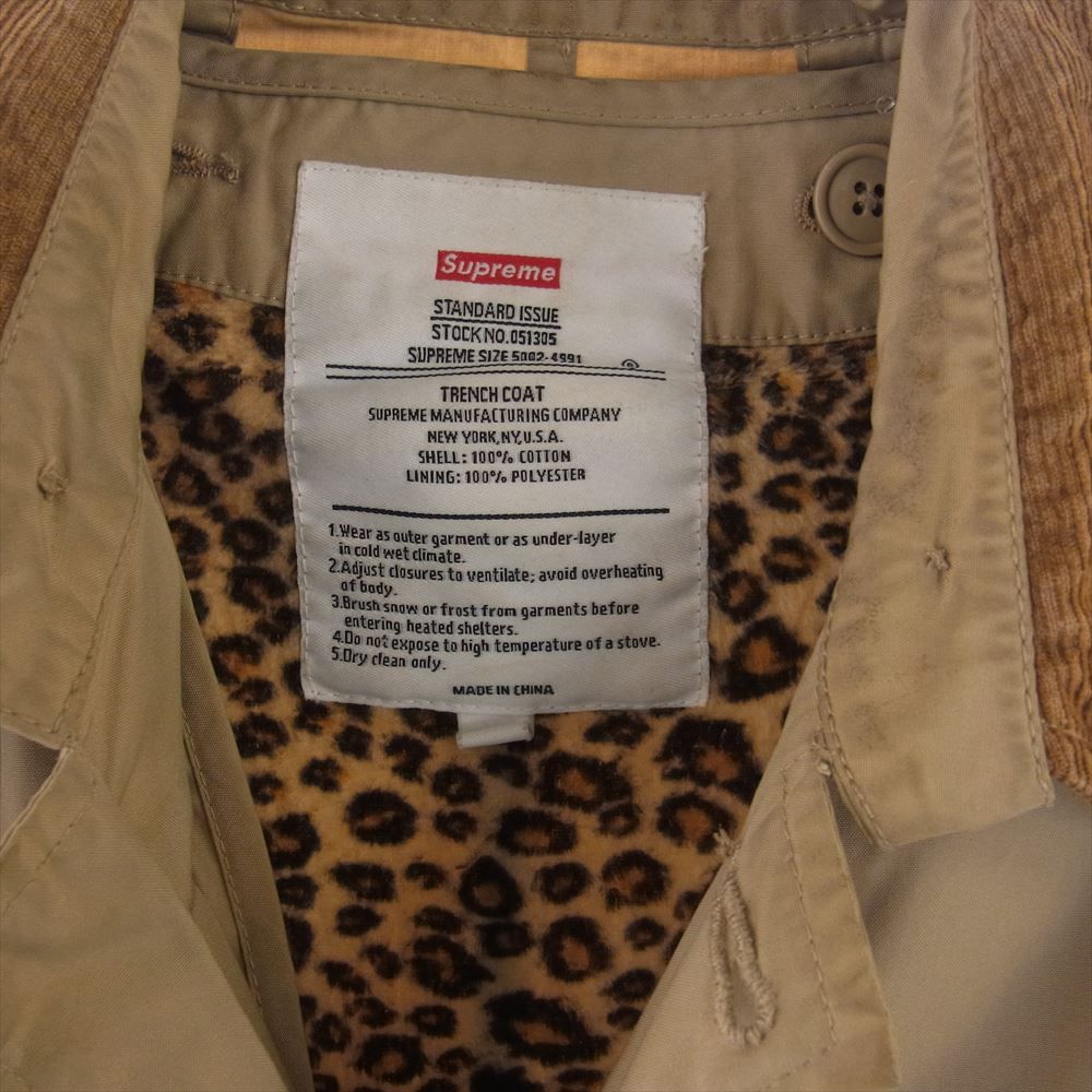 Supreme シュプリーム トレンチコート 11AW Leopard Lined Trench Coat
