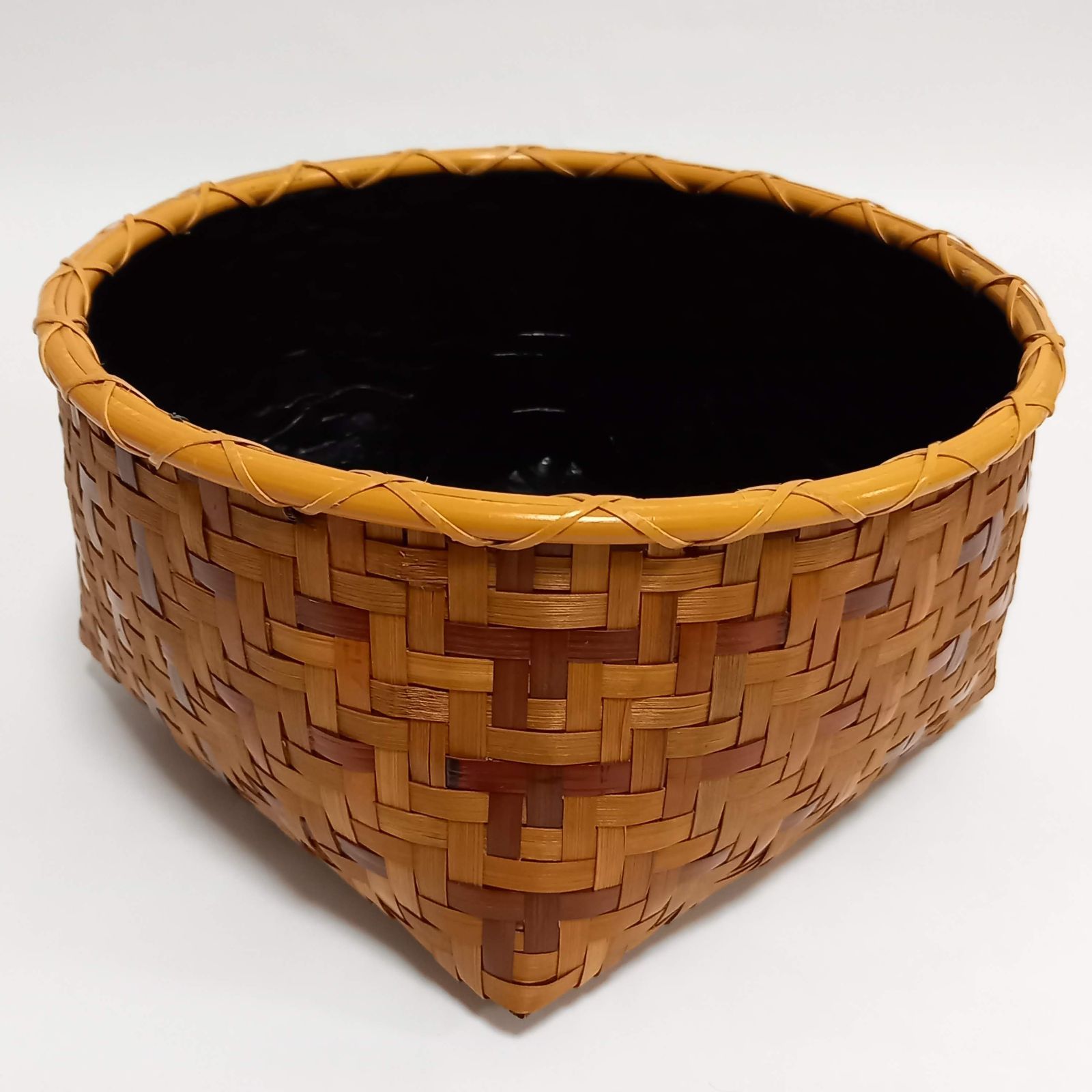 茶道具 水谷六々斎 利休好 竹編 油竹 炭斗 竹籠 共箱 油竹炭斗 風炉用 紙箱入 利休形 炭取 炭点前 茶道具 未使用品