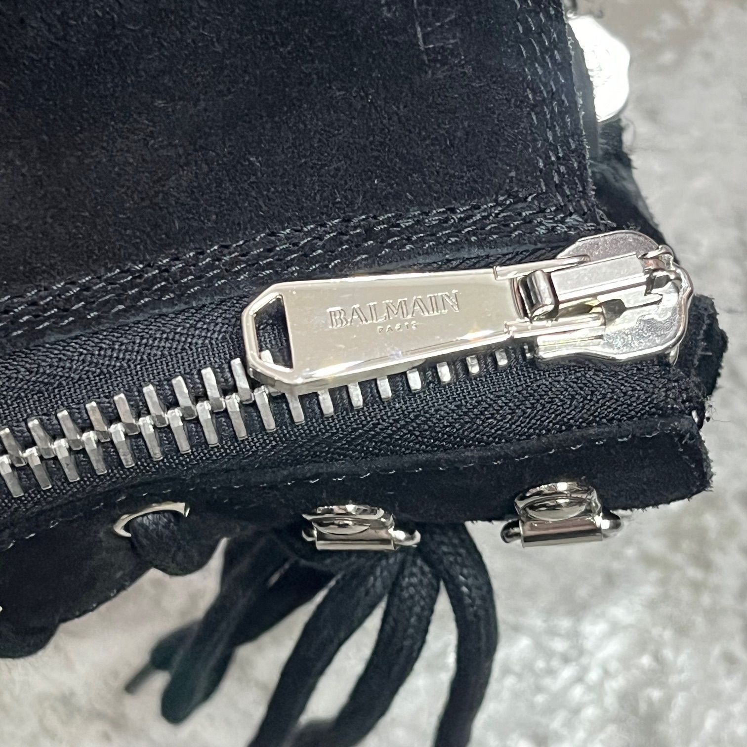 BALMAIN バルマン RANGERS 1C144L レンジャー ダブルジップ スエード ブーツ ブラック BALMAIN RANGERS 1C144L レンジャー ダブルジップ スエード ブーツ