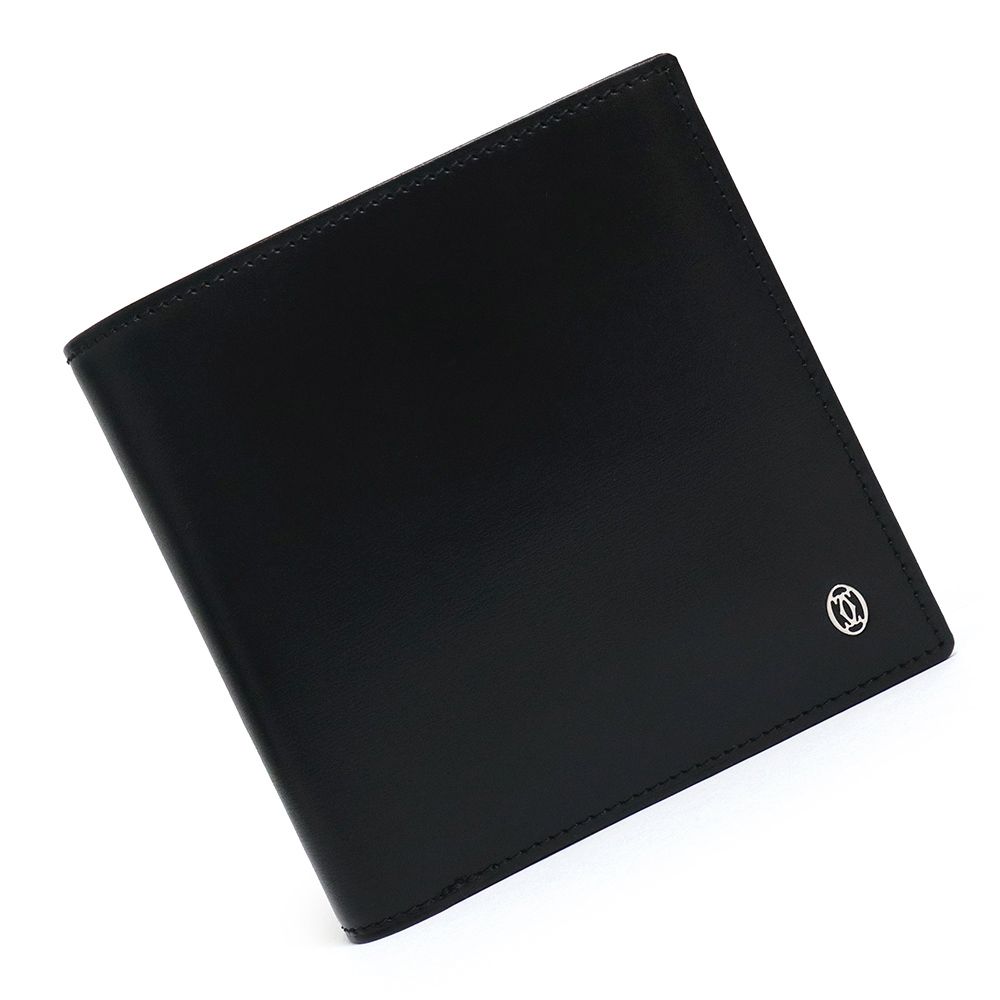 カルティエ パシャ ドゥ カルティエ 二つ折り財布 カウハイドレザー ブラック シルバー金具 L3000137 Cartier ♥品