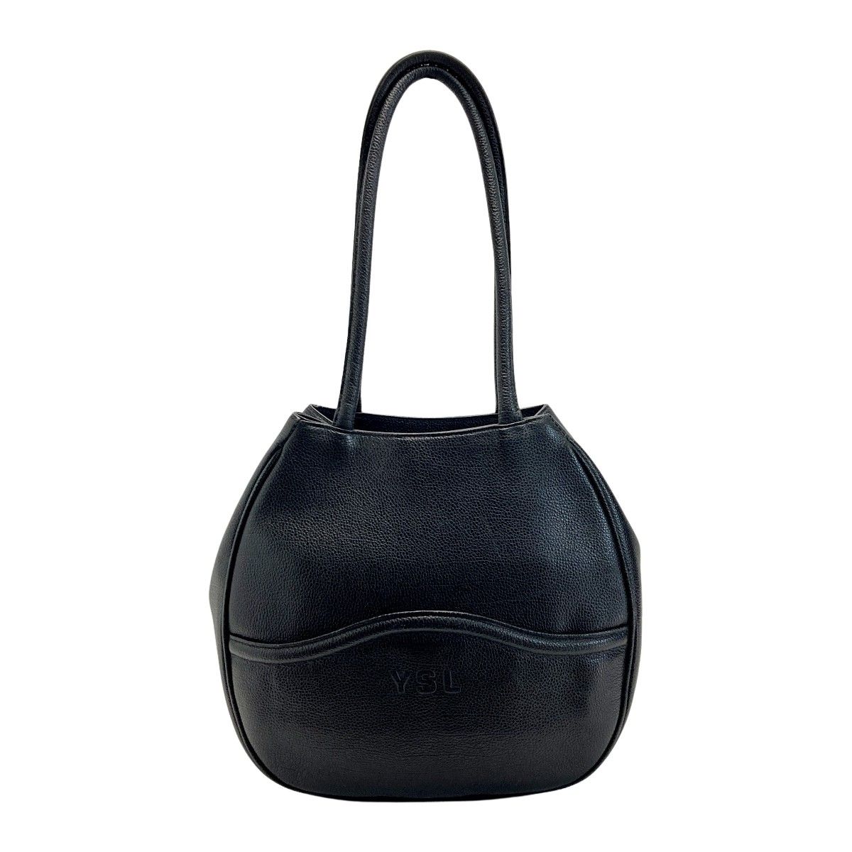 イヴサンローラン ショルダーバッグ YSL ロゴ エンボス レザー 黒 Yves Saint Laurent イブサンローラン YSL エンボスロゴ