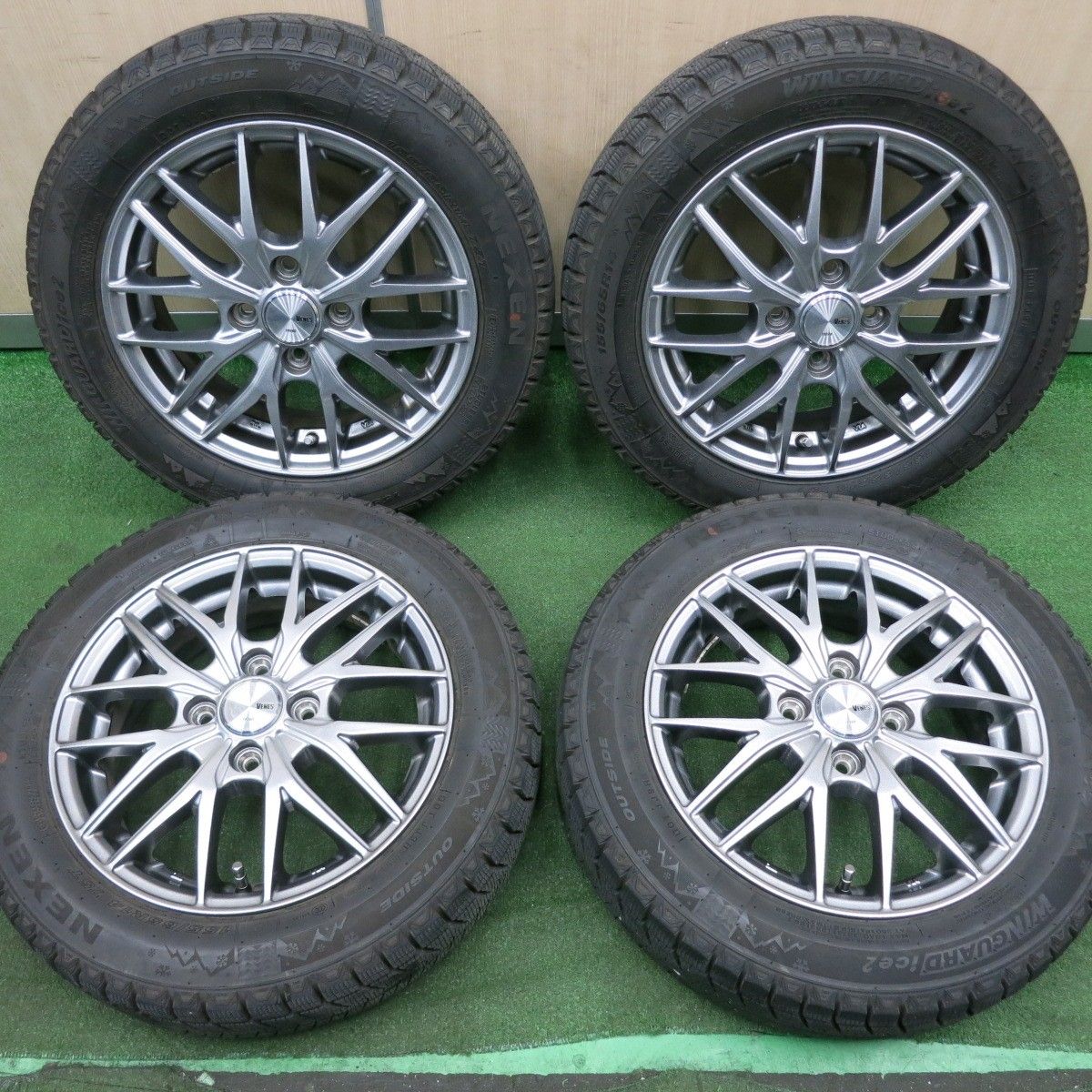 *送料無料* バリ溝！22年！キレイ！9分★スタッドレス 155&frasl;65R14 ネクセン ウィンガード アイス2 VENES TREAD 14インチ  PCD100&frasl;4H★4032902NJス