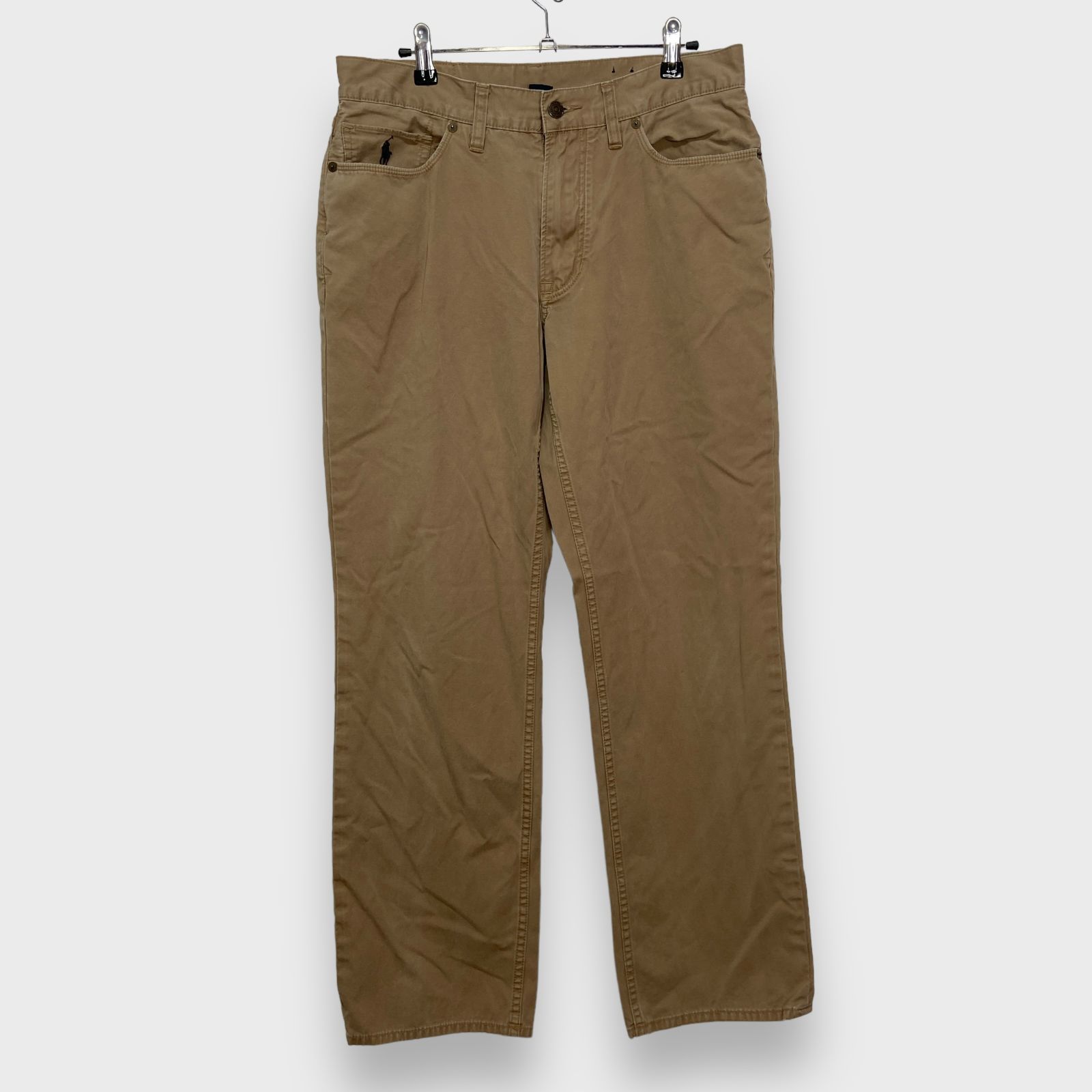 RalphLaurenラルフローレン5ポケットコットンチノパンツポニーマークストレートワンポイントブラウンW32L30F24M
