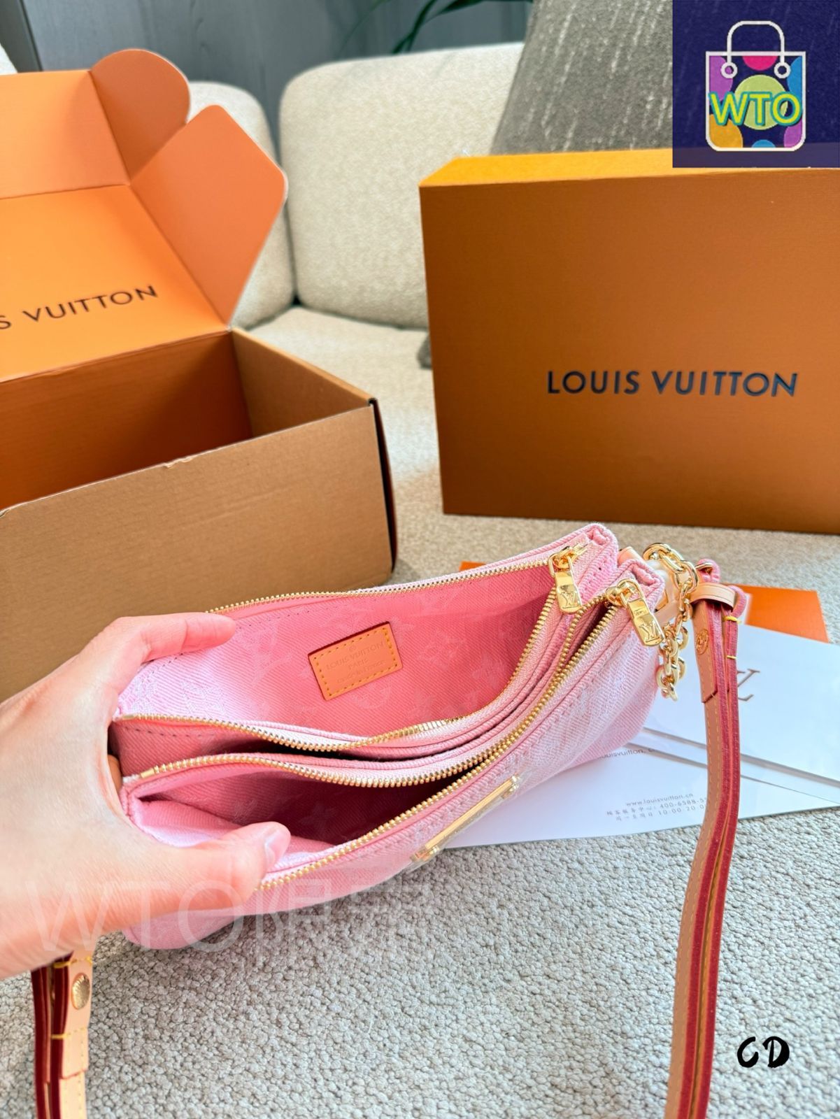 今日特価】Louis Vuitton Pink Denim Mahjong Bag・ルイ