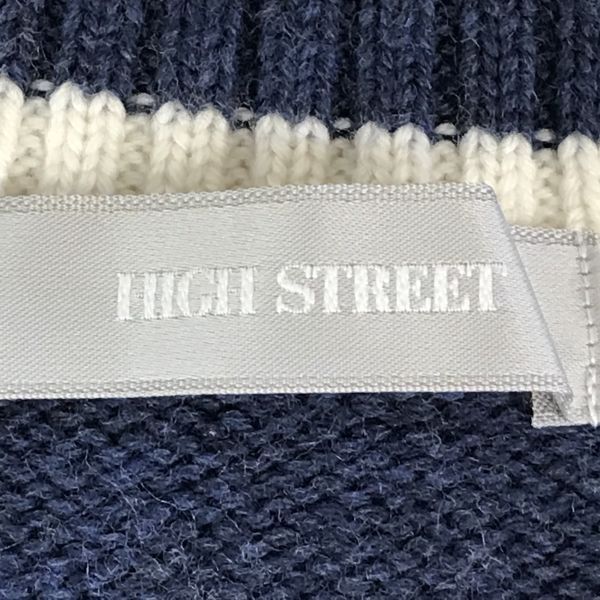 HIGH STREET/ハイストリート☆ウール長袖セーター/Vネック【メンズL/紺