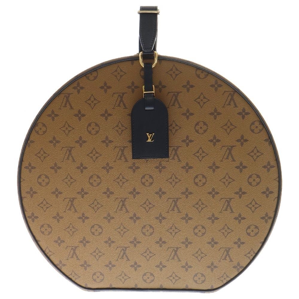 LOUIS VUITTON ルイヴィトン モノグラムリバース ボワット シャポー40 帽子ケース ブラウン×ブラック ゴールド金具 レザー×PVC M23624