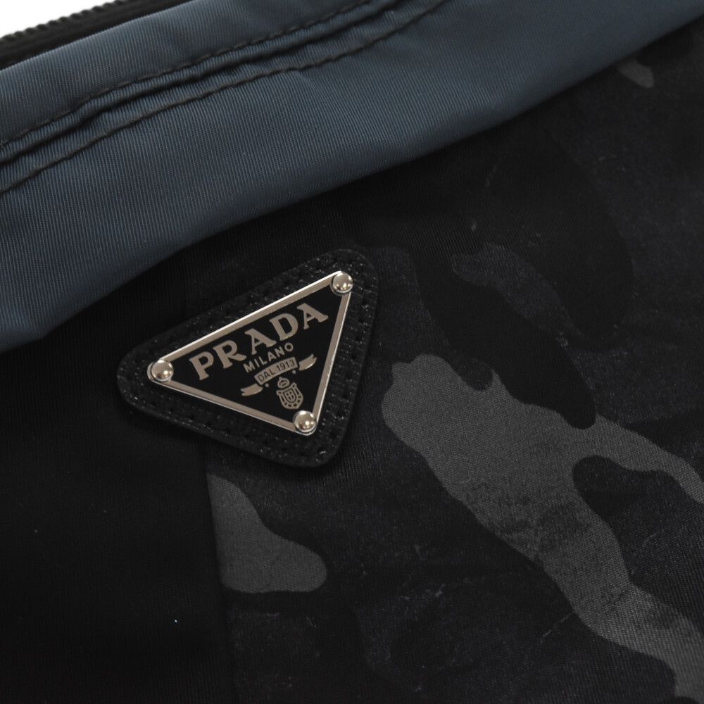 PRADA (プラダ) サフィアーノ カモフラ ナイロンポーチ 2NH07D ブルー  