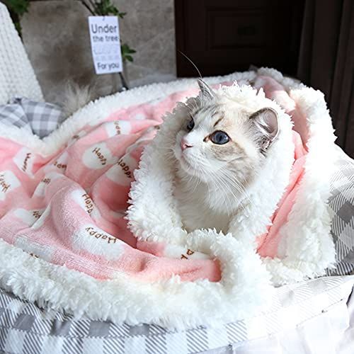 人気商品]L/80*100_ピンク ペット用 ブランケット 毛布 犬猫用 -HIMATI