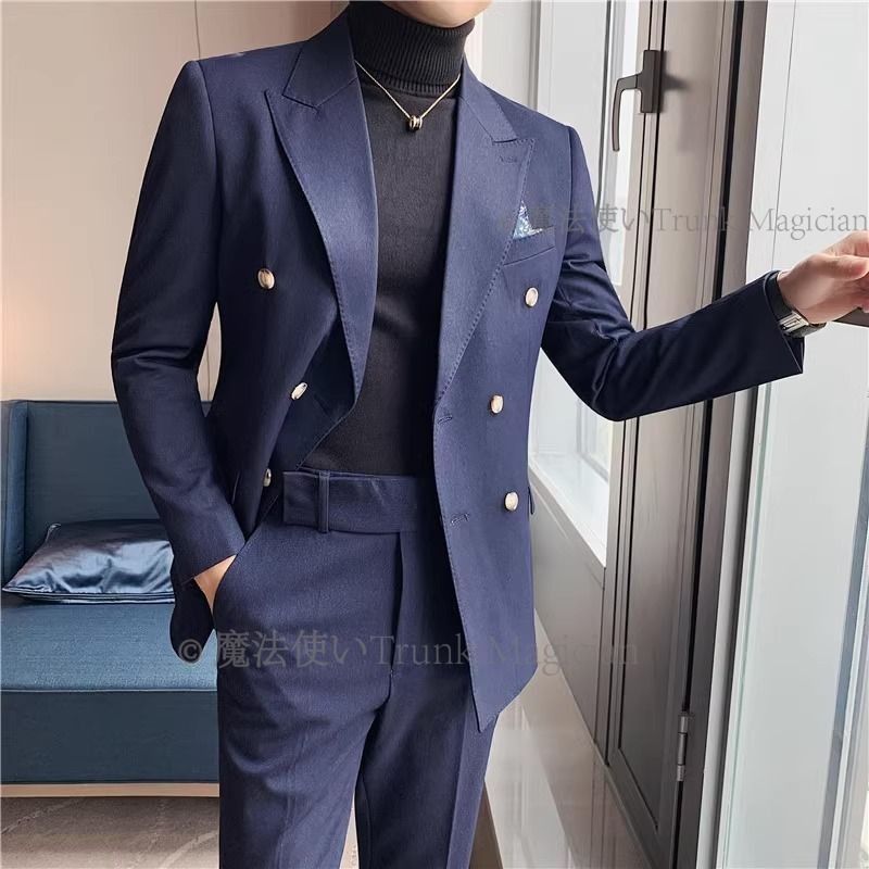 ビジネスダブルスーツ ３色 ツーピース 無地 CCVZ1026P164