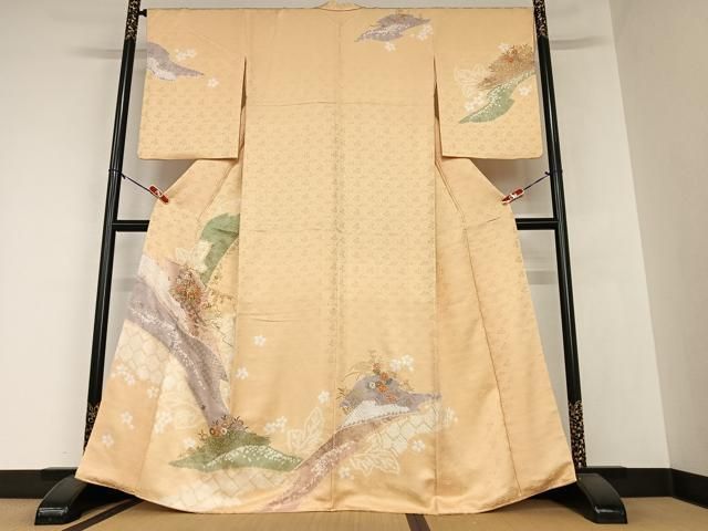 平和屋着物●創業460年・千總　訪問着　駒刺繍　橘松花文　暈し染め　金銀彩　正絹　逸品　未使用　CABA1543gh 平和屋着物○創業460年・千總 訪問着 駒刺繍 橘松花文