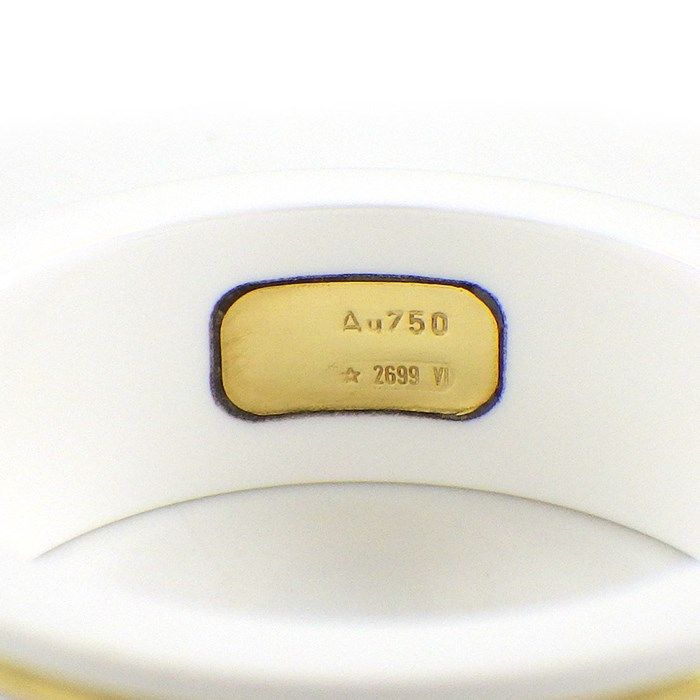 グッチ GUCCI リング アイコン GG ロゴ ホワイト セラミック K18YG 14  