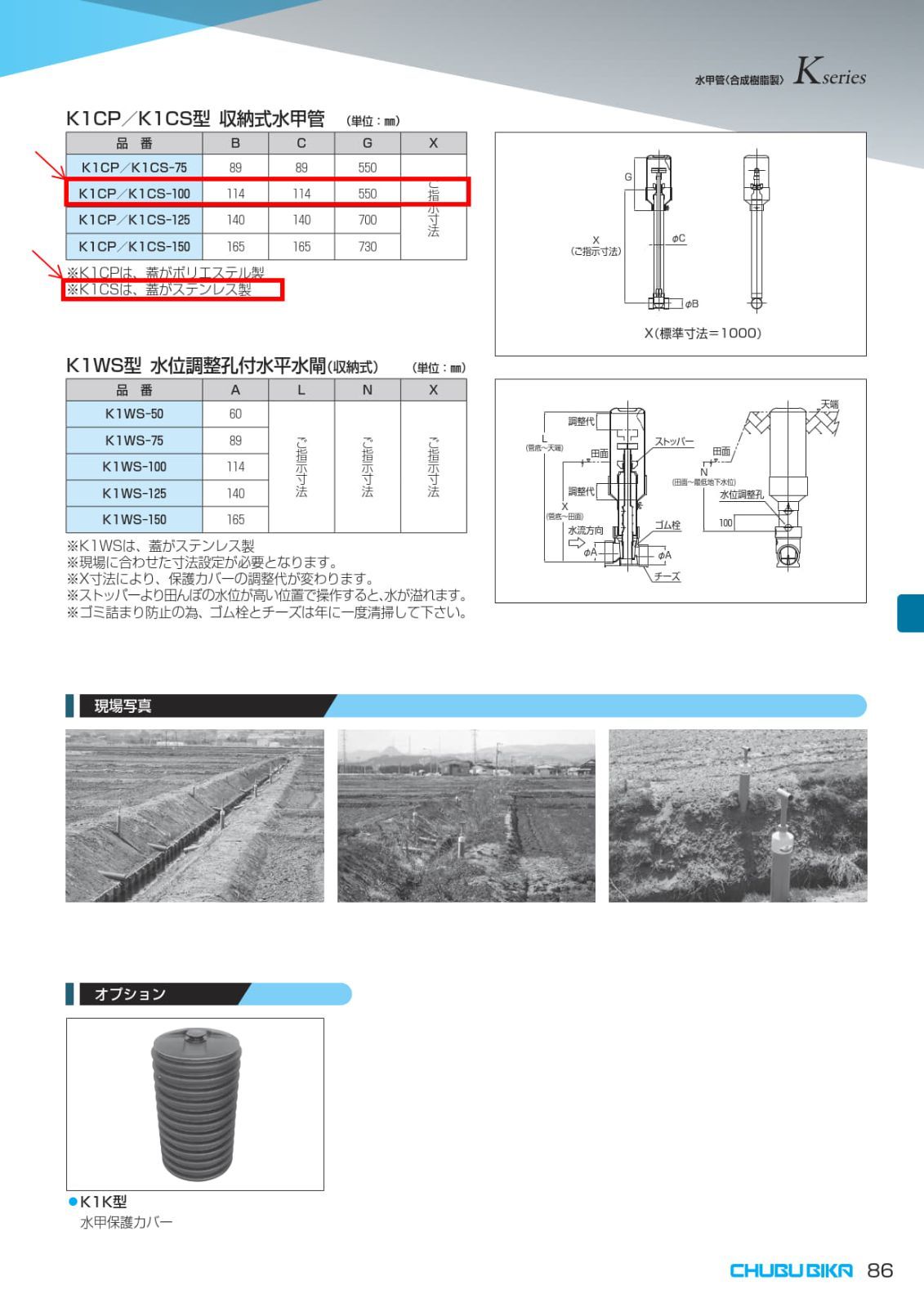  収納式水甲管 K 1 CS 100 中部美化企業 長さ1000 mmまで 樹脂 プラスチック 材料 資材