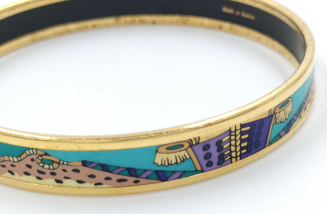 HERMES エルメス バングル エマイユGM レオパード 七宝焼き