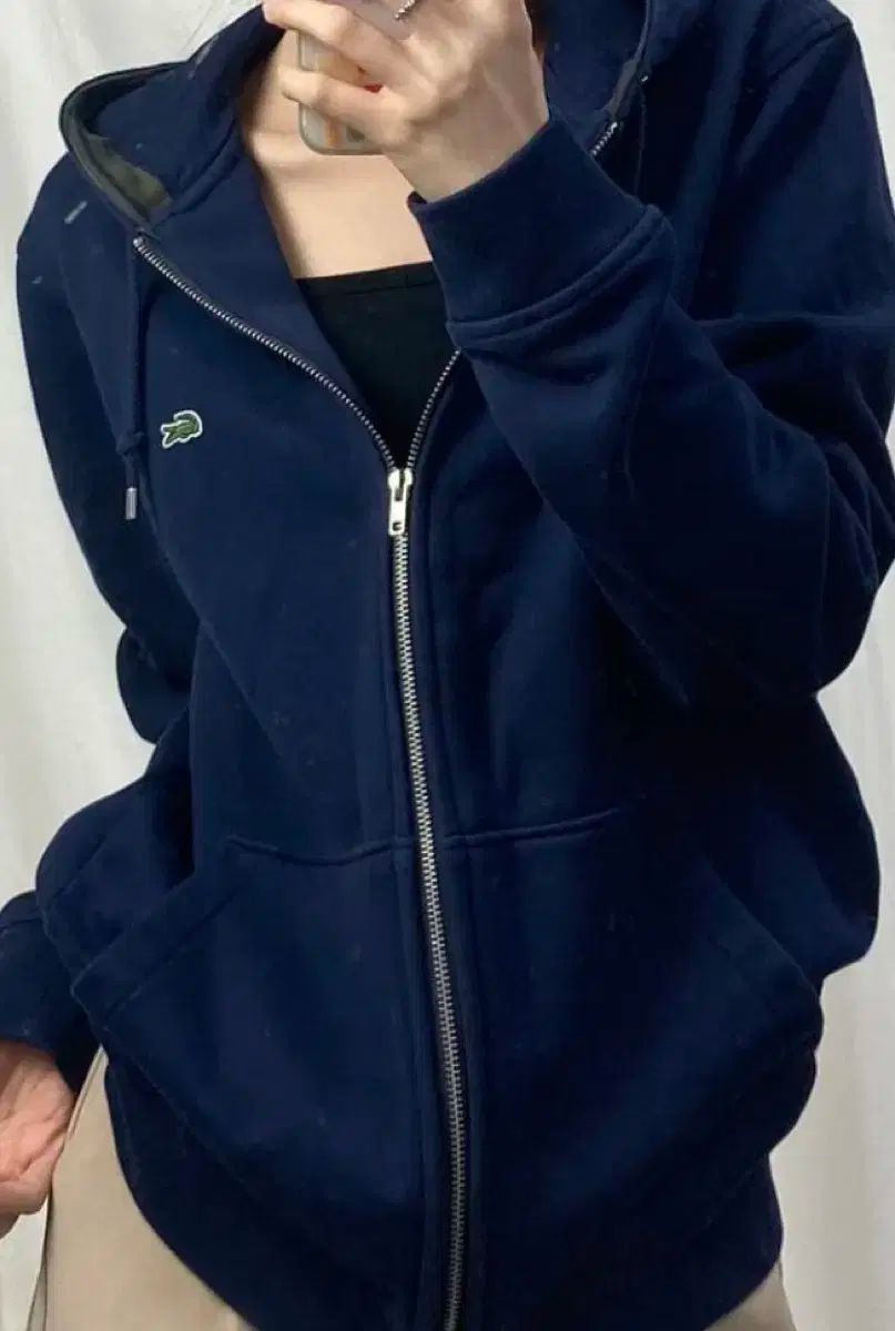 LACOSTE(ラコステ) ネイビー フード付き ジップアップパーカー M