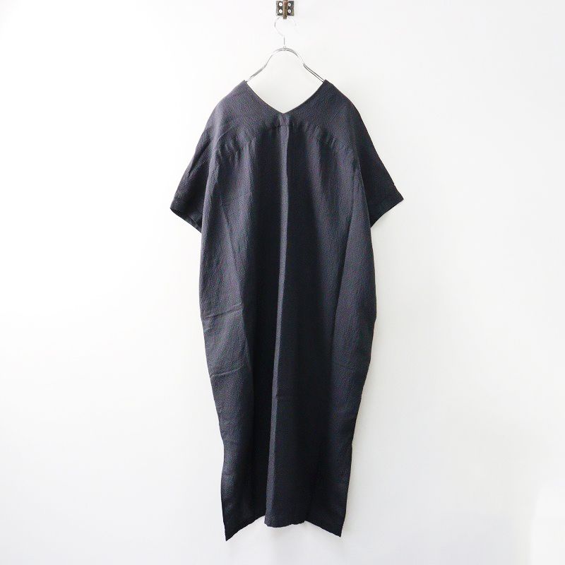 2025 SS エヴァムエヴァ evam eva linen silk poncho リネンシルクポンチョ F チャコール┃ドビー織