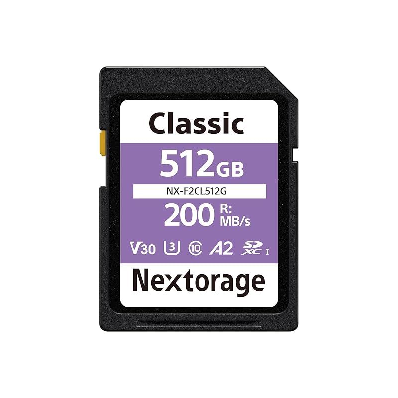 Nextorage 日本メーカー UHS-I SDカード 512GB SDXC V30 U3 メモリーカード 4K 最大読み出し速度200MB|s 最大読み出し速度 200MB|sはNextorageデュアルスロットカードリーダー NX-DF1CL を使