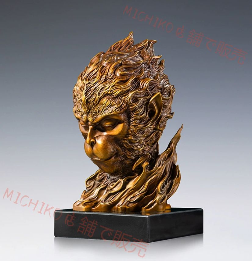 孫悟空猿首 銅器置物