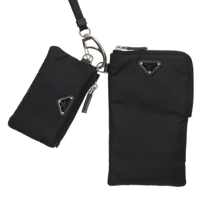 プラダ 2TT091 Re-Nylon三角プレート付きネックストラップポーチ メンズ