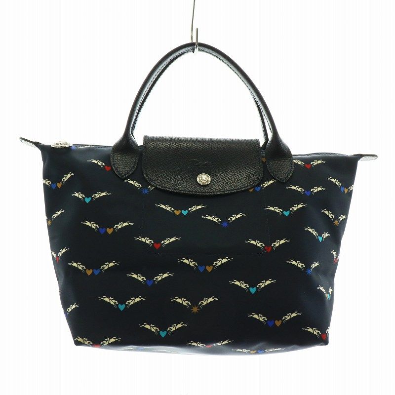 ロンシャン プリアージュ シュヴォエレ トートバッグ ハート 馬 総柄 ネイビー ロンシャン LONGCHAMP 2018年限定 シュヴォエレ ル プリアージュ ミニ