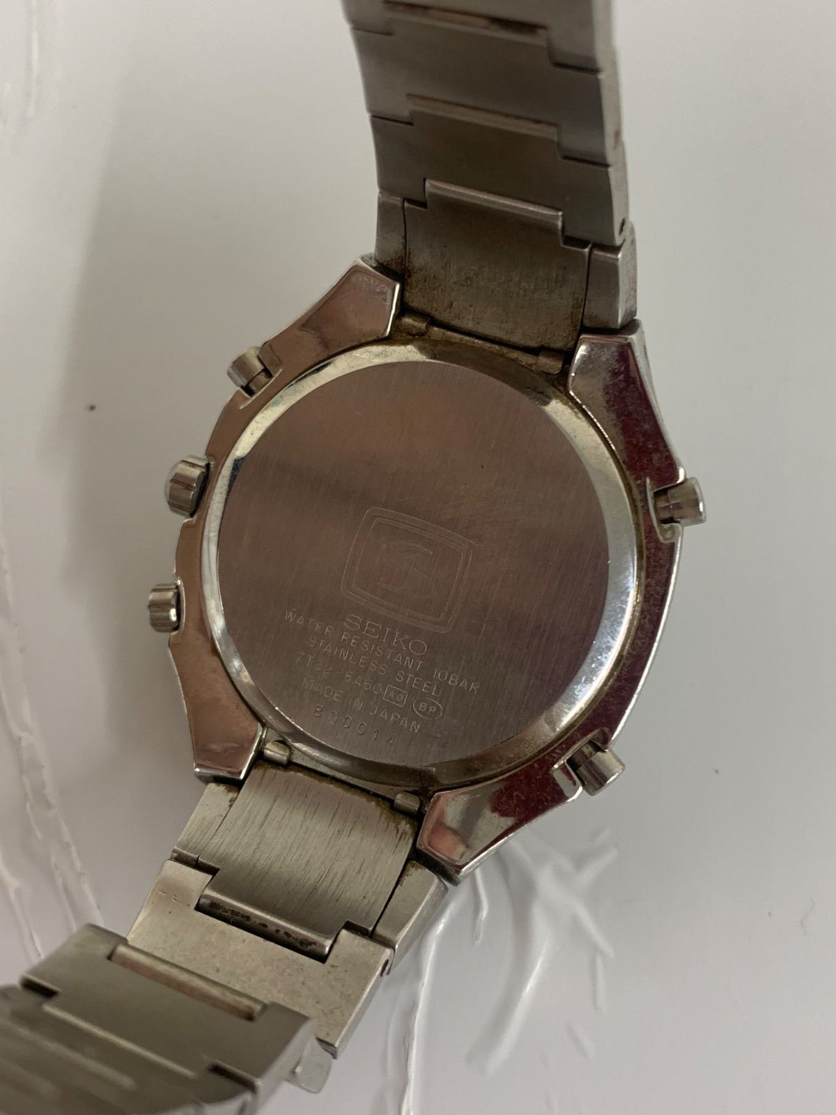 2【不動品】 セイコー SEIKO クオーツ 7T32-5A50 青文字盤 スクエア