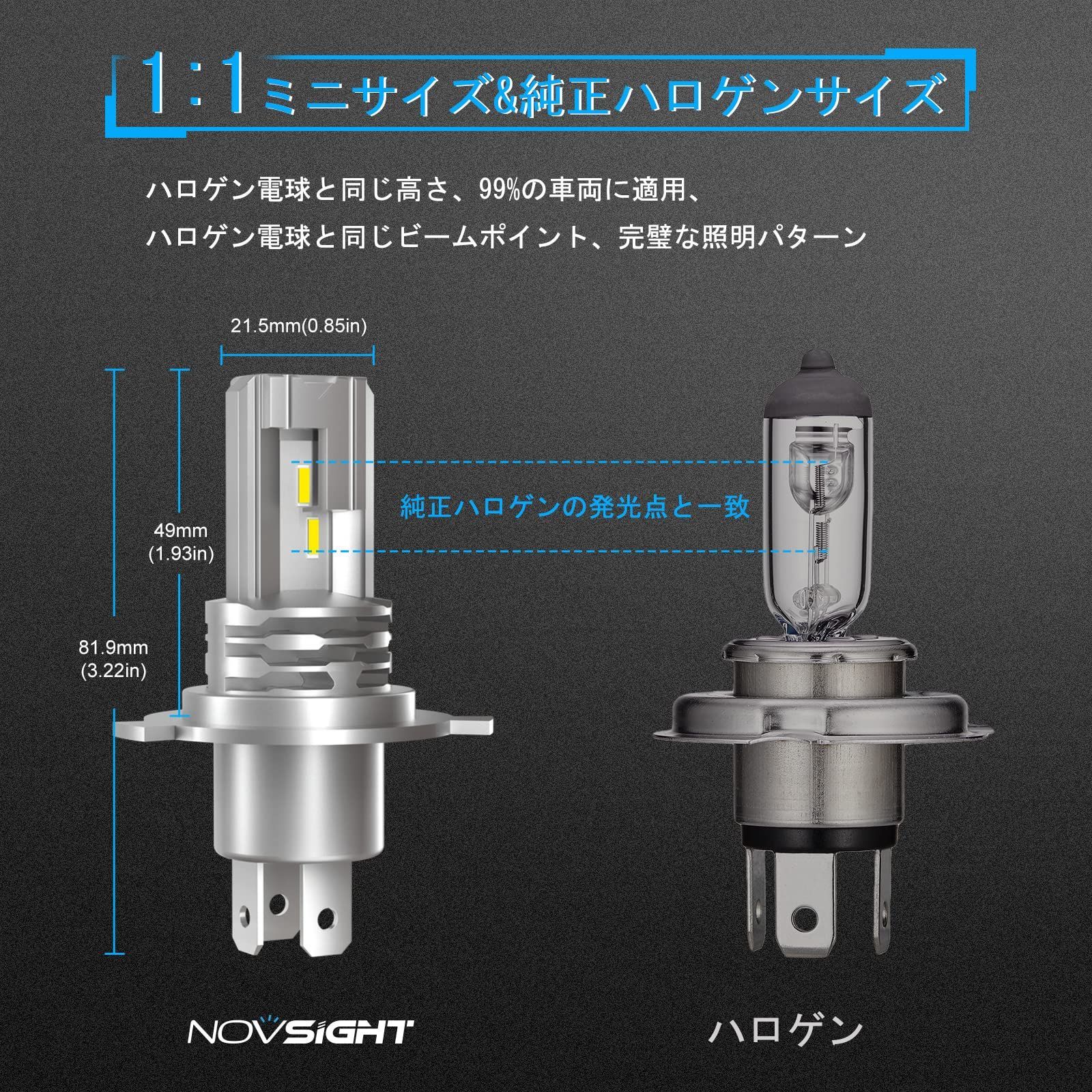 NOVSIGHT H1 LEDヘッドライト 車 バイク用 - パーツ