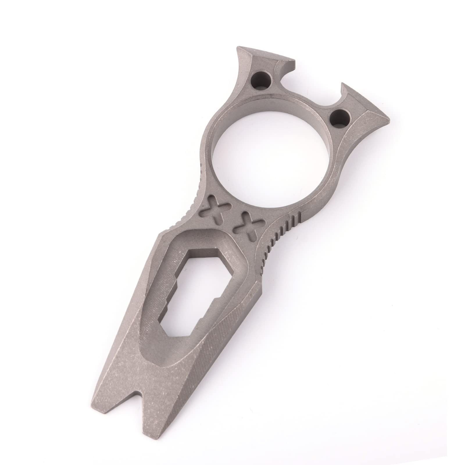 Hamans チタン EDC マルチツール レンチ付き ボトルオープナー こじ開けバー機能 ミニポータブルキーチェーン グレー