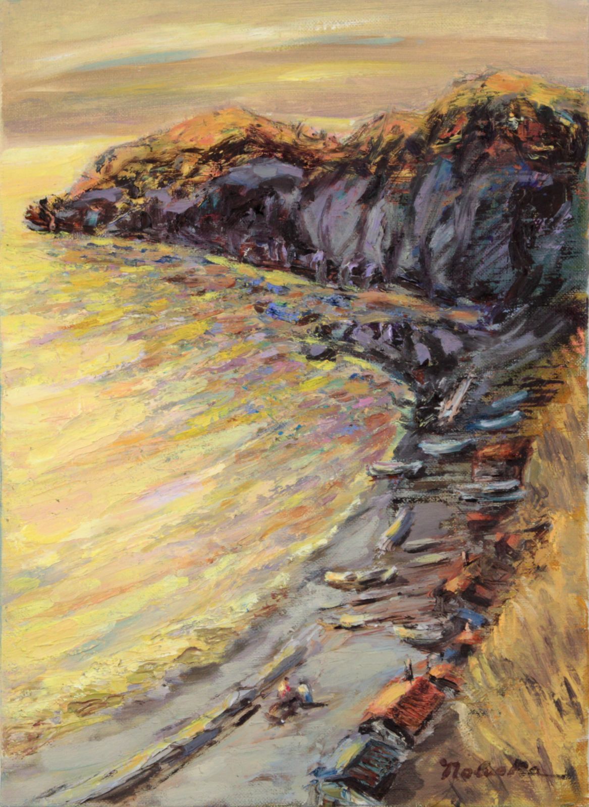 信岡成子『北の浜辺』油彩画【真作保証】 絵画 信岡成子『北の浜辺』油彩画【真作保証】 絵画 【公式通販】