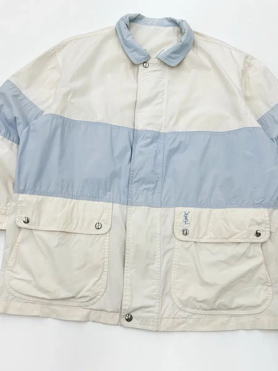 XL YVES SAINT LAURENT イヴ サンローラン 00s コットンシェル マウンテンパーカー ジャケット アイボリー