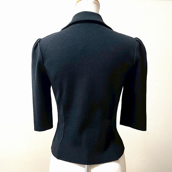 anc ルネ Rene カーディガン 34 黒 ニット 半袖 ショート丈 ダブルジップ 小さいサイズ レディース 959174