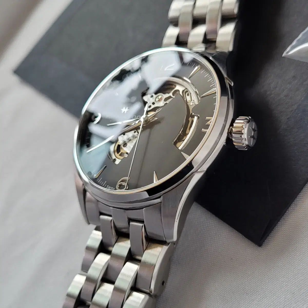 【本日まで‼️】HAMILTON JAZZMASTER 黒文字盤 時計 ハミルトン 腕時計 ジャズマスター 黒文字盤 クロノグラフ シルバー